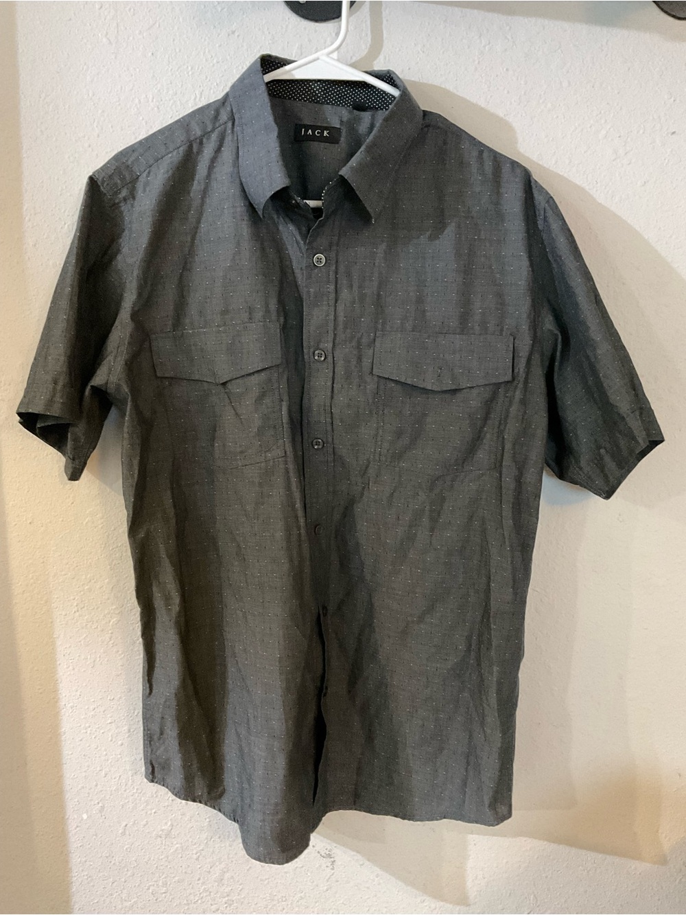 Jack by BB Dakota Short Sleeve Button-Down Shirt in Charcoal Gray
